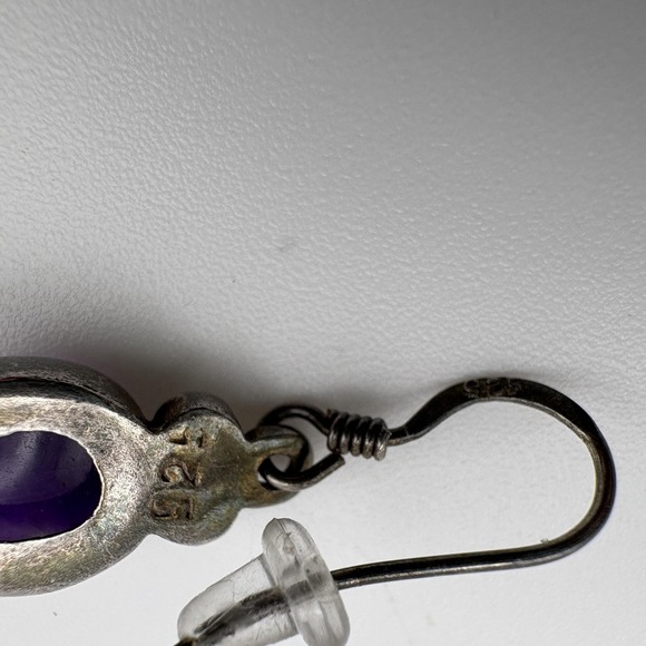 925 Sterling Silver Amethyst Teardrop Dangle Earrings Purple Gemstone Boho - Picture 5 of 7